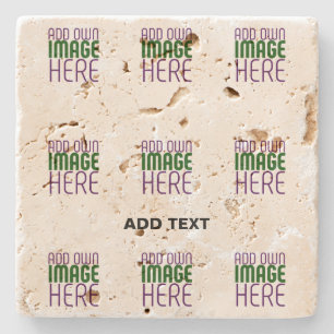 MODERN EDITABLE SIMPLE BROWN IMAGE TEXT TEMPLATE STONE COASTER