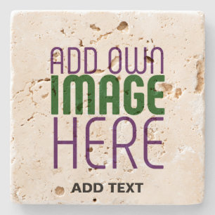 MODERN EDITABLE SIMPLE BROWN IMAGE TEXT TEMPLATE STONE COASTER