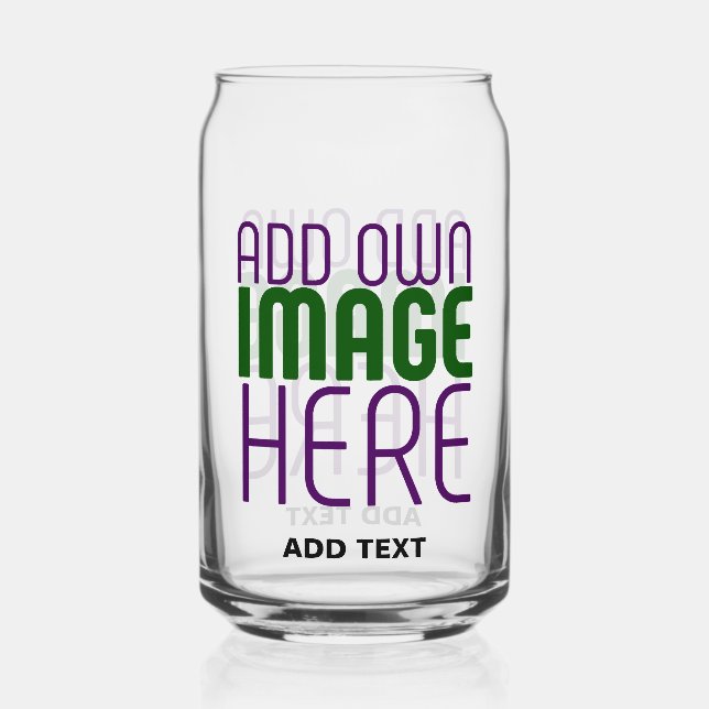 MODERN EDITABLE SIMPLE CLEAR IMAGE TEXT TEMPLATE CAN GLASS (Front)
