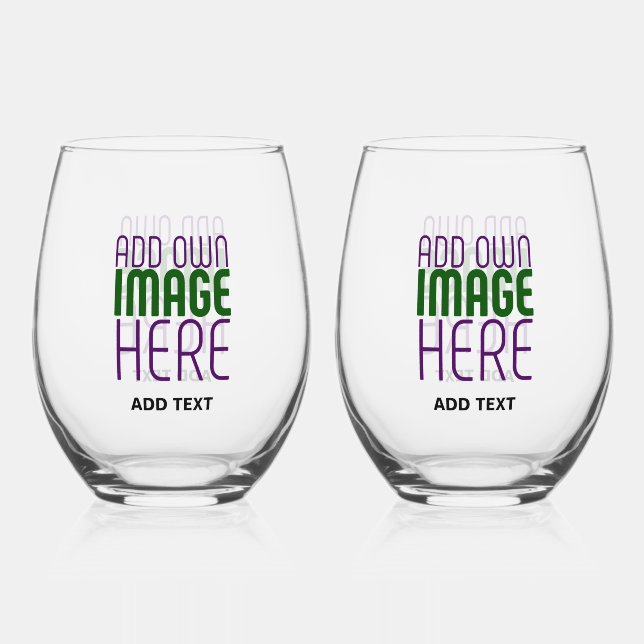 MODERN EDITABLE SIMPLE CLEAR IMAGE TEXT TEMPLATE STEMLESS WINE GLASS (Front)