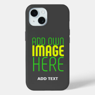 MODERN EDITABLE SIMPLE GREY IMAGE TEXT TEMPLATE iPhone 15 CASE