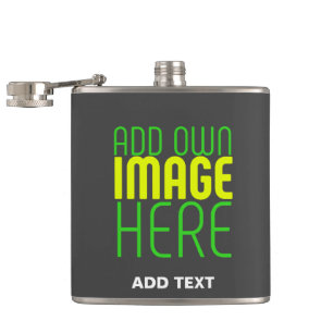 MODERN EDITABLE SIMPLE GREY IMAGE TEXT TEMPLATE HIP FLASK
