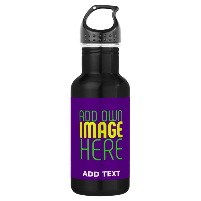 MODERN EDITABLE SIMPLE INDIGO IMAGE TEXT TEMPLATE 532 ML WATER BOTTLE (Front)