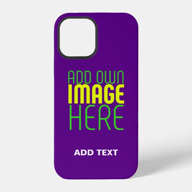 MODERN EDITABLE SIMPLE INDIGO IMAGE TEXT TEMPLATE iPhone CASE (Back)