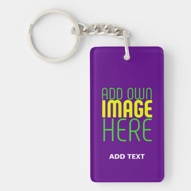 MODERN EDITABLE SIMPLE INDIGO IMAGE TEXT TEMPLATE KEY RING (Front)