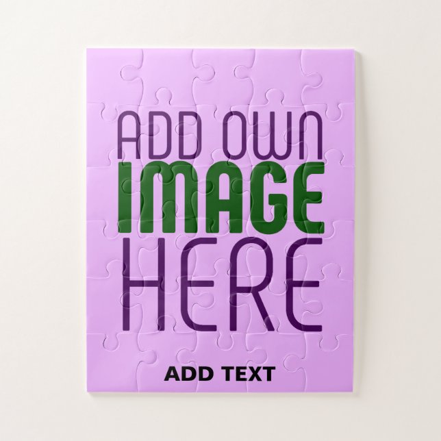 MODERN EDITABLE SIMPLE MAUVE IMAGE TEXT TEMPLATE JIGSAW PUZZLE (Vertical)