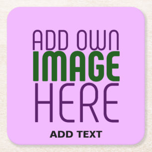 MODERN EDITABLE SIMPLE MAUVE IMAGE TEXT TEMPLATE SQUARE PAPER COASTER