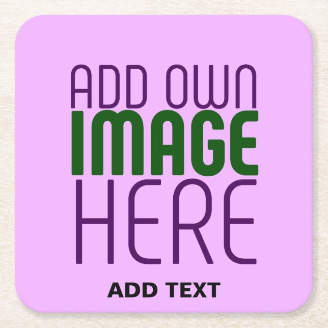 MODERN EDITABLE SIMPLE MAUVE IMAGE TEXT TEMPLATE SQUARE PAPER COASTER (Front)