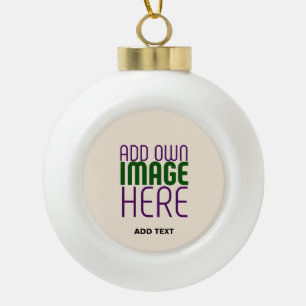 MODERN EDITABLE SIMPLE NATURAL IMAGE TEXT TEMPLATE CERAMIC BALL CHRISTMAS ORNAMENT