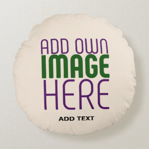 MODERN EDITABLE SIMPLE NATURAL IMAGE TEXT TEMPLATE ROUND CUSHION