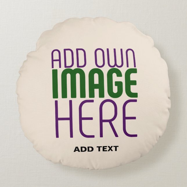 MODERN EDITABLE SIMPLE NATURAL IMAGE TEXT TEMPLATE ROUND CUSHION (Front)