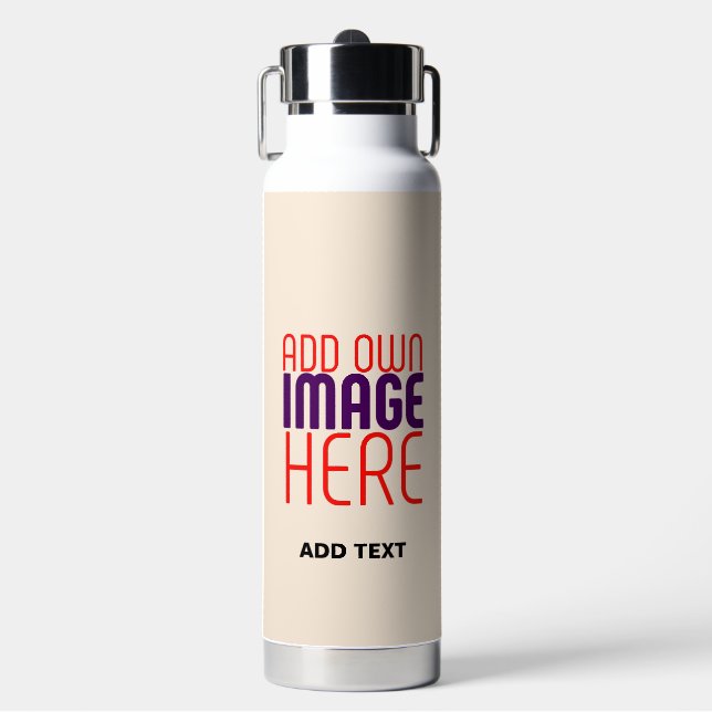 MODERN EDITABLE SIMPLE NATURAL IMAGE TEXT TEMPLATE WATER BOTTLE (Front)