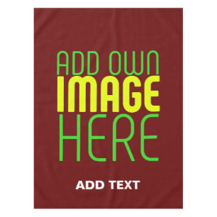 MODERN EDITABLE SIMPLE OXBLOOD IMAGE TEXT TEMPLATE TABLECLOTH