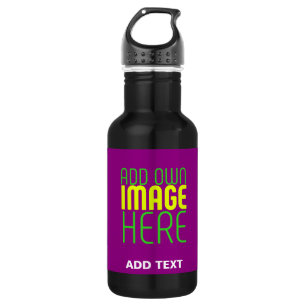 MODERN EDITABLE SIMPLE PURPLE IMAGE TEXT TEMPLATE 532 ML WATER BOTTLE