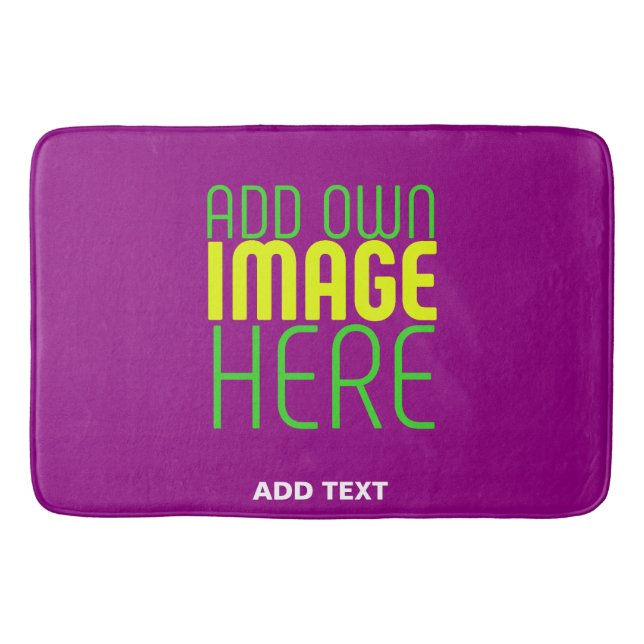 MODERN EDITABLE SIMPLE PURPLE IMAGE TEXT TEMPLATE BATH MAT (Front)