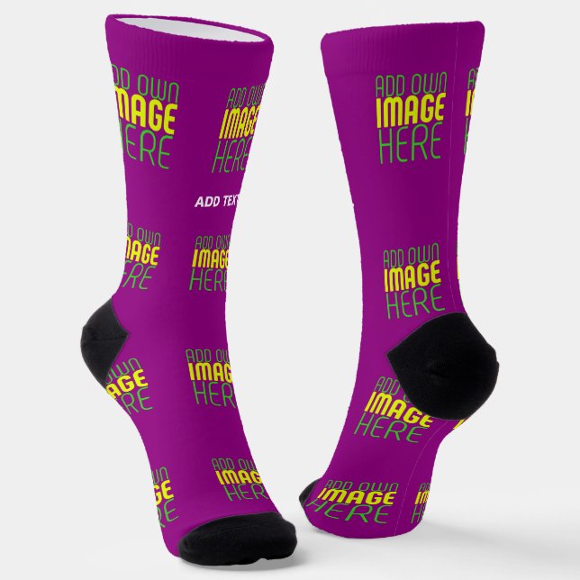 MODERN EDITABLE SIMPLE PURPLE IMAGE TEXT TEMPLATE SOCKS (Angled)