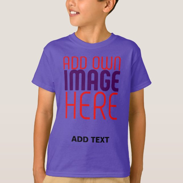 MODERN EDITABLE SIMPLE PURPLE IMAGE TEXT TEMPLATE T-Shirt (Front)