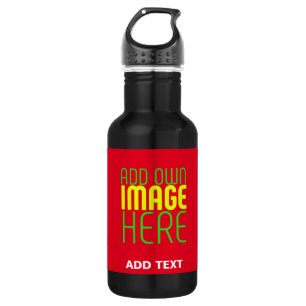 MODERN EDITABLE SIMPLE RED IMAGE TEXT TEMPLATE 532 ML WATER BOTTLE