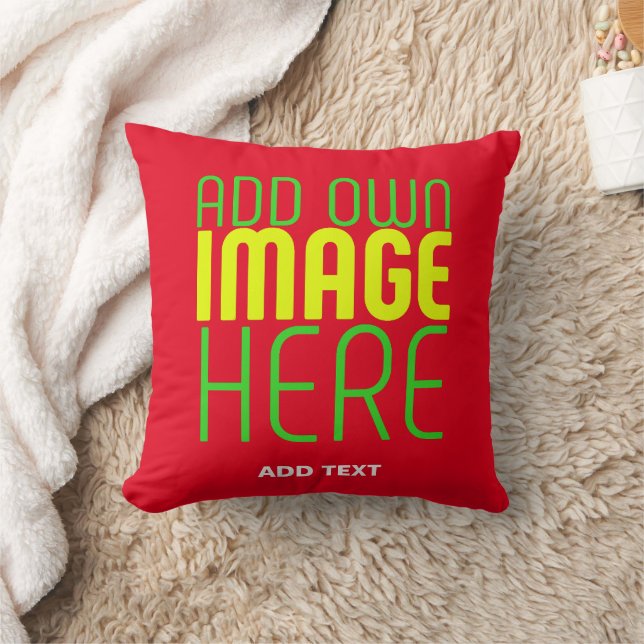 MODERN EDITABLE SIMPLE RED IMAGE TEXT TEMPLATE CUSHION (Blanket)