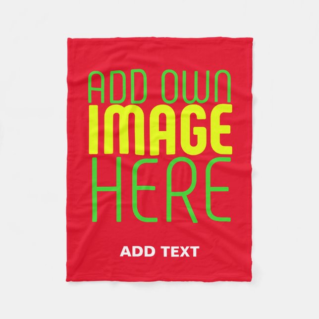 MODERN EDITABLE SIMPLE RED IMAGE TEXT TEMPLATE FLEECE BLANKET (Front)
