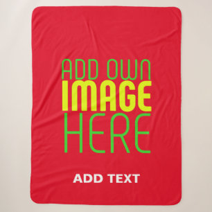 MODERN EDITABLE SIMPLE RED IMAGE TEXT TEMPLATE SHERPA BLANKET