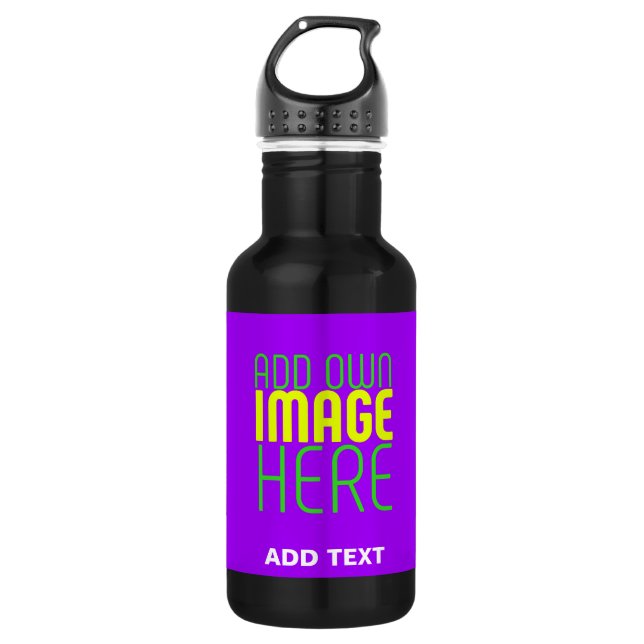 MODERN EDITABLE SIMPLE VIOLET IMAGE TEXT TEMPLATE 532 ML WATER BOTTLE (Front)