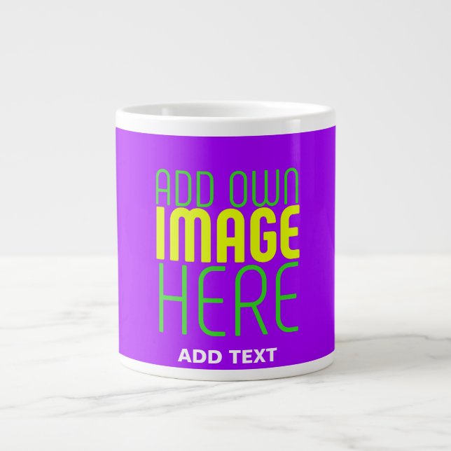 MODERN EDITABLE SIMPLE VIOLET IMAGE TEXT TEMPLATE LARGE COFFEE MUG (Front)