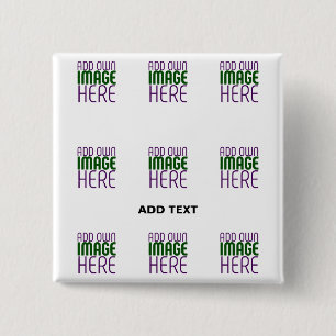 MODERN EDITABLE SIMPLE WHITE IMAGE TEXT TEMPLATE 15 CM SQUARE BADGE