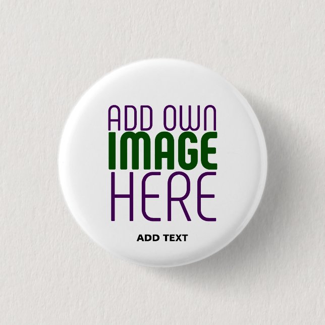MODERN EDITABLE SIMPLE WHITE IMAGE TEXT TEMPLATE 3 CM ROUND BADGE (Front)