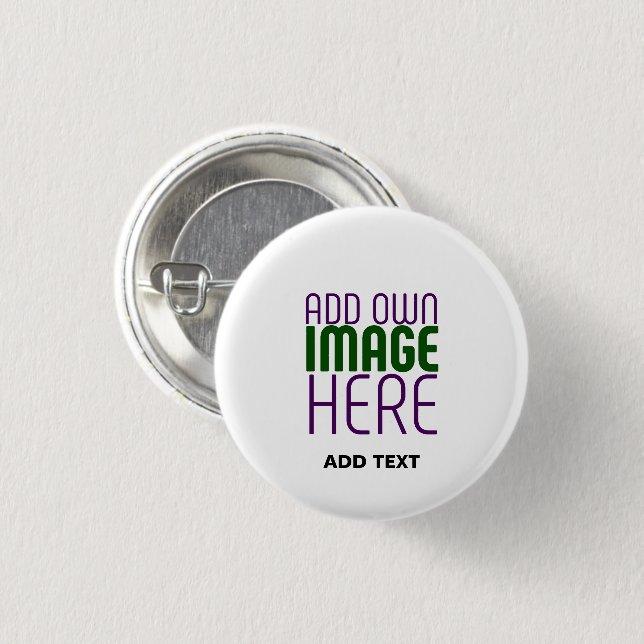 MODERN EDITABLE SIMPLE WHITE IMAGE TEXT TEMPLATE 3 CM ROUND BADGE (Front & Back)