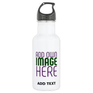 MODERN EDITABLE SIMPLE WHITE IMAGE TEXT TEMPLATE 532 ML WATER BOTTLE