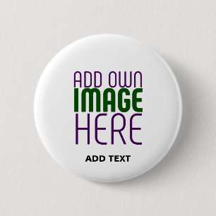 MODERN EDITABLE SIMPLE WHITE IMAGE TEXT TEMPLATE 6 CM ROUND BADGE