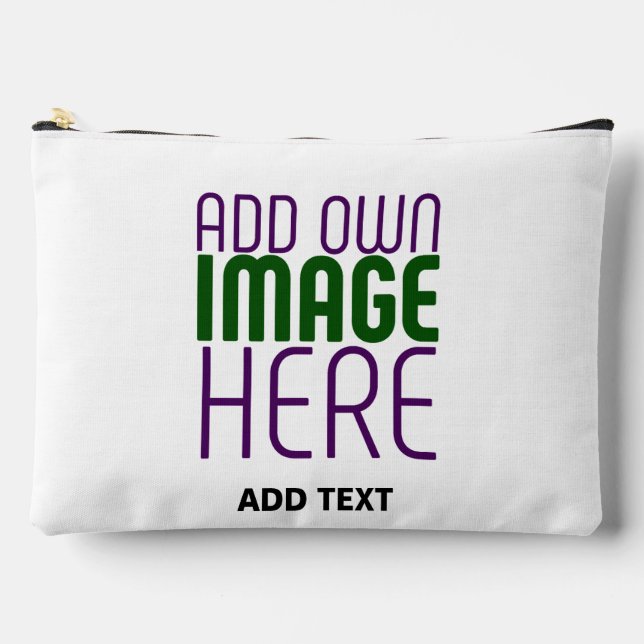 MODERN EDITABLE SIMPLE WHITE IMAGE TEXT TEMPLATE ACCESSORY POUCH (Front)