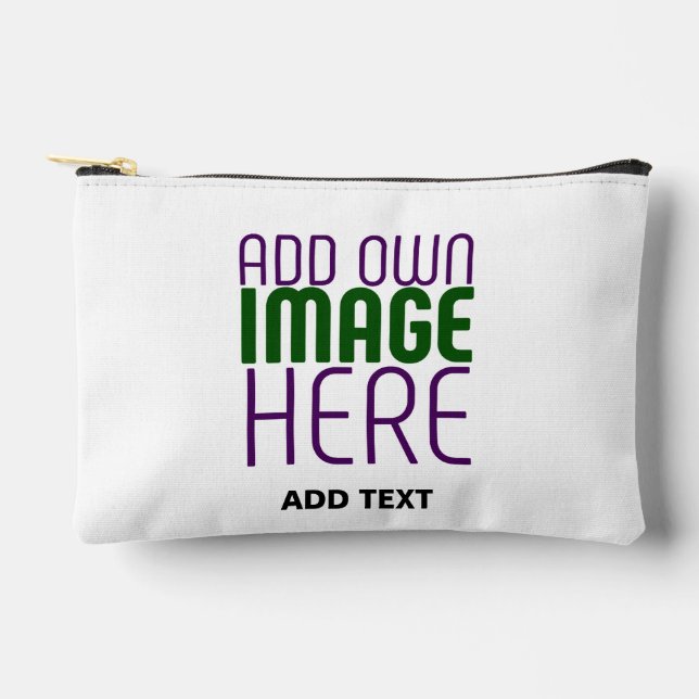 MODERN EDITABLE SIMPLE WHITE IMAGE TEXT TEMPLATE ACCESSORY POUCH (Front)