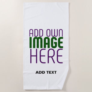 MODERN EDITABLE SIMPLE WHITE IMAGE TEXT TEMPLATE BEACH TOWEL