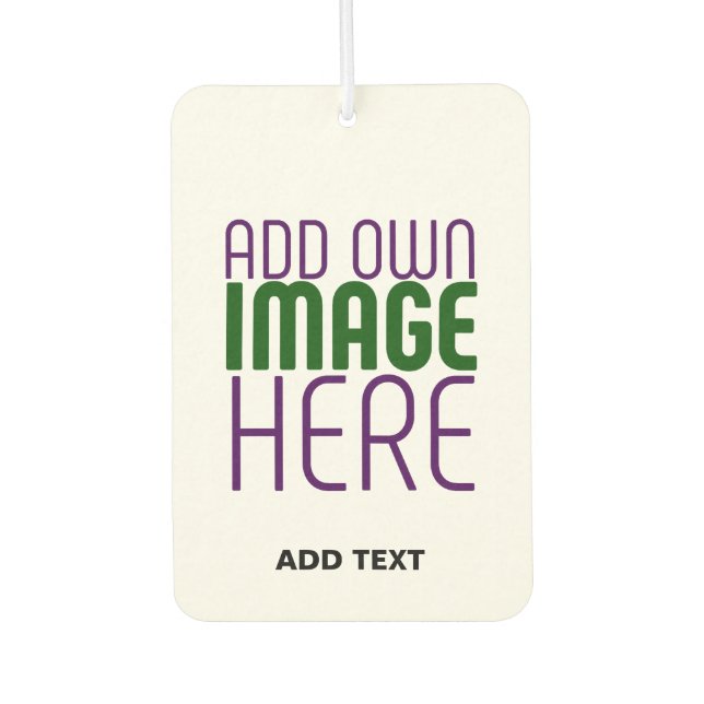 MODERN EDITABLE SIMPLE WHITE IMAGE TEXT TEMPLATE CAR AIR FRESHENER (Front)