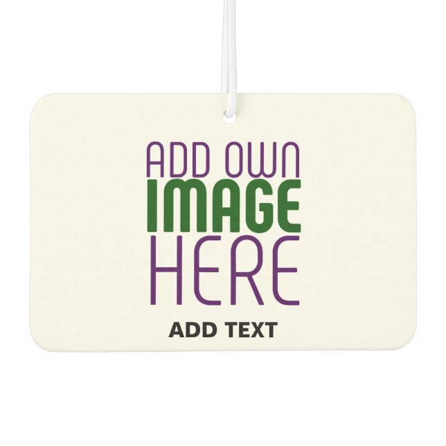 MODERN EDITABLE SIMPLE WHITE IMAGE TEXT TEMPLATE CAR AIR FRESHENER (Front)