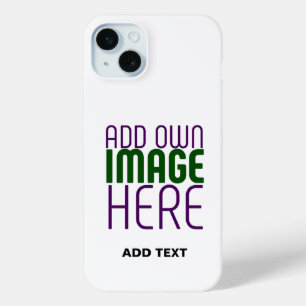 MODERN EDITABLE SIMPLE WHITE IMAGE TEXT TEMPLATE iPhone 15 MINI CASE