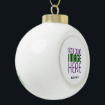 MODERN EDITABLE SIMPLE WHITE IMAGE TEXT TEMPLATE CERAMIC BALL CHRISTMAS ORNAMENT<br><div class="desc">THIS IS A DESIGN FITTING FOR CUSTOMERS.YOU CAN CHANGE, RESIZE OR ADD LOGO, PHOTO, TEXT AND COLOURS THE WAY YOU WANT.THANK YOU.</div>