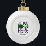 MODERN EDITABLE SIMPLE WHITE IMAGE TEXT TEMPLATE CERAMIC BALL CHRISTMAS ORNAMENT<br><div class="desc">THIS IS A DESIGN FITTING FOR CUSTOMERS.YOU CAN CHANGE, RESIZE OR ADD LOGO, PHOTO, TEXT AND COLOURS THE WAY YOU WANT.THANK YOU.</div>