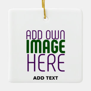 MODERN EDITABLE SIMPLE WHITE IMAGE TEXT TEMPLATE CERAMIC ORNAMENT