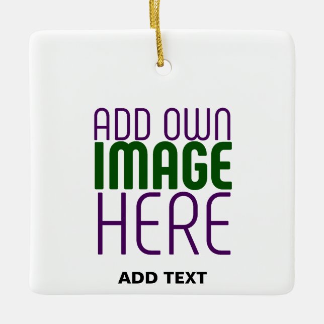  MODERN EDITABLE SIMPLE WHITE IMAGE TEXT TEMPLATE CERAMIC ORNAMENT (Front)
