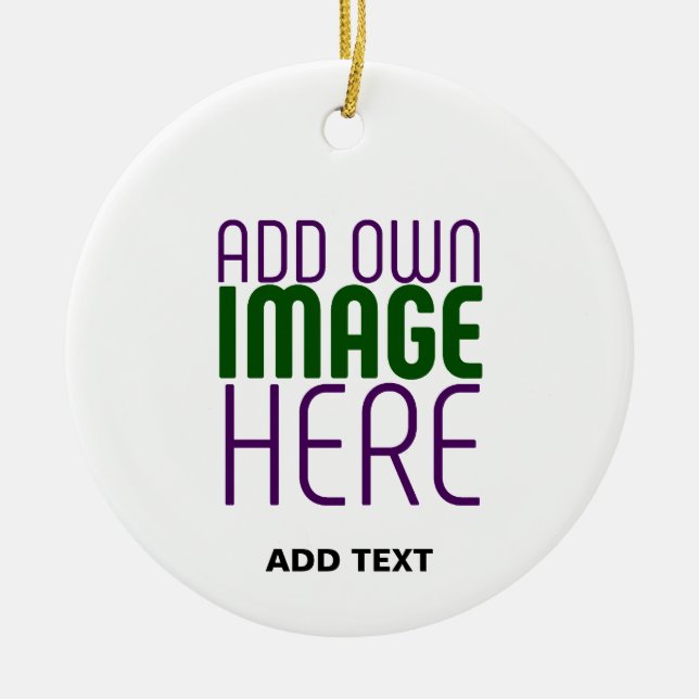  MODERN EDITABLE SIMPLE WHITE IMAGE TEXT TEMPLATE CERAMIC TREE DECORATION (Front)
