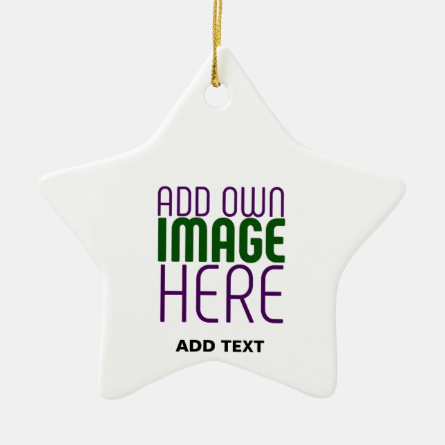  MODERN EDITABLE SIMPLE WHITE IMAGE TEXT TEMPLATE CERAMIC TREE DECORATION (Front)