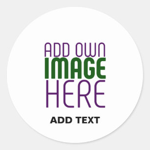 MODERN EDITABLE SIMPLE WHITE IMAGE TEXT TEMPLATE CLASSIC ROUND STICKER