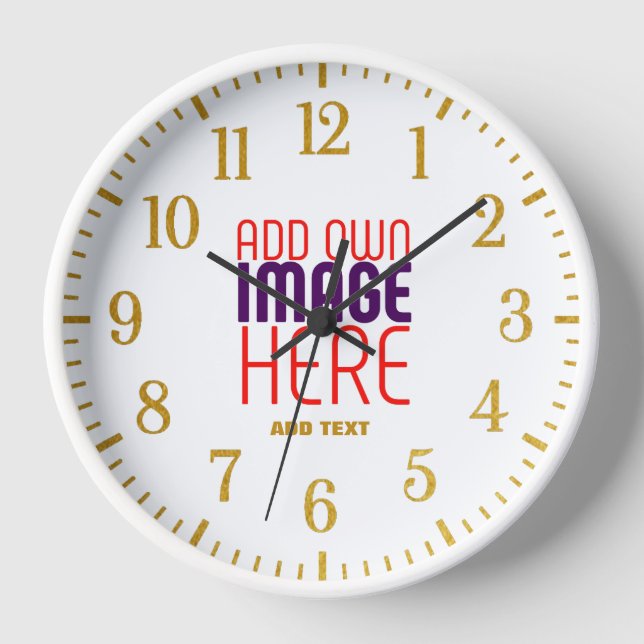MODERN EDITABLE SIMPLE WHITE IMAGE TEXT TEMPLATE CLOCK (Front)
