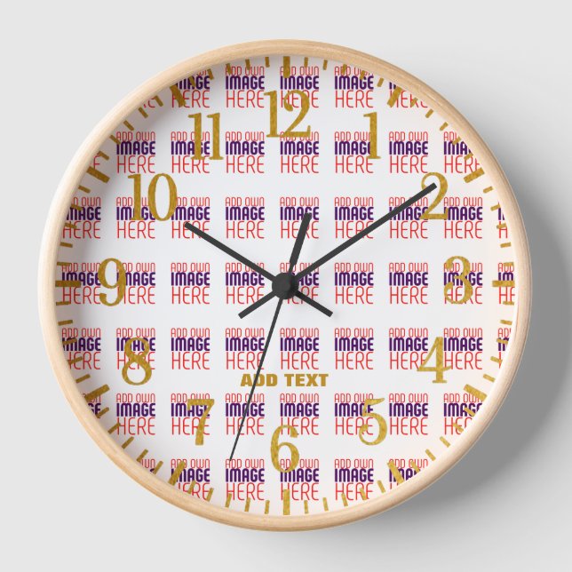 MODERN EDITABLE SIMPLE WHITE IMAGE TEXT TEMPLATE CLOCK (Front)