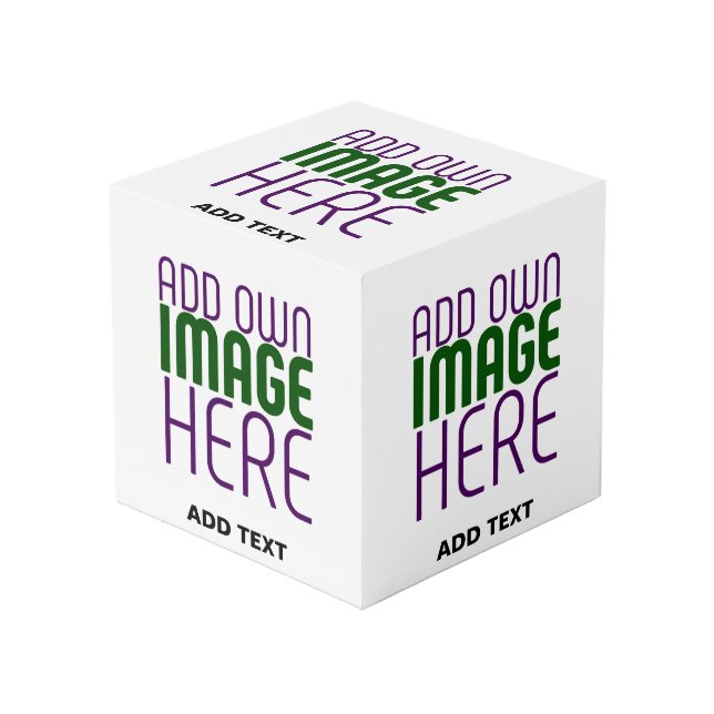 MODERN EDITABLE SIMPLE WHITE IMAGE TEXT TEMPLATE CUBE (Front Angled)