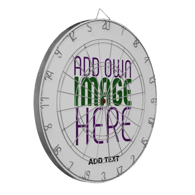MODERN EDITABLE SIMPLE WHITE IMAGE TEXT TEMPLATE DARTBOARD (Front Left)