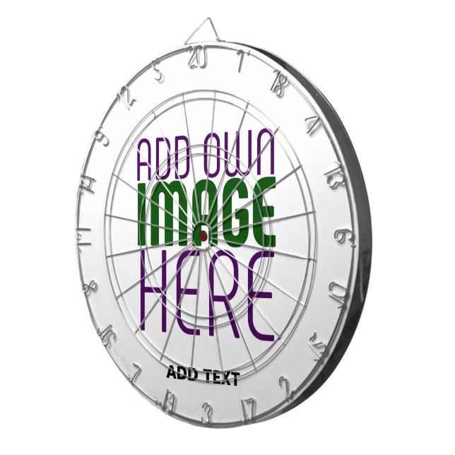 MODERN EDITABLE SIMPLE WHITE IMAGE TEXT TEMPLATE DARTBOARD (Front Right)